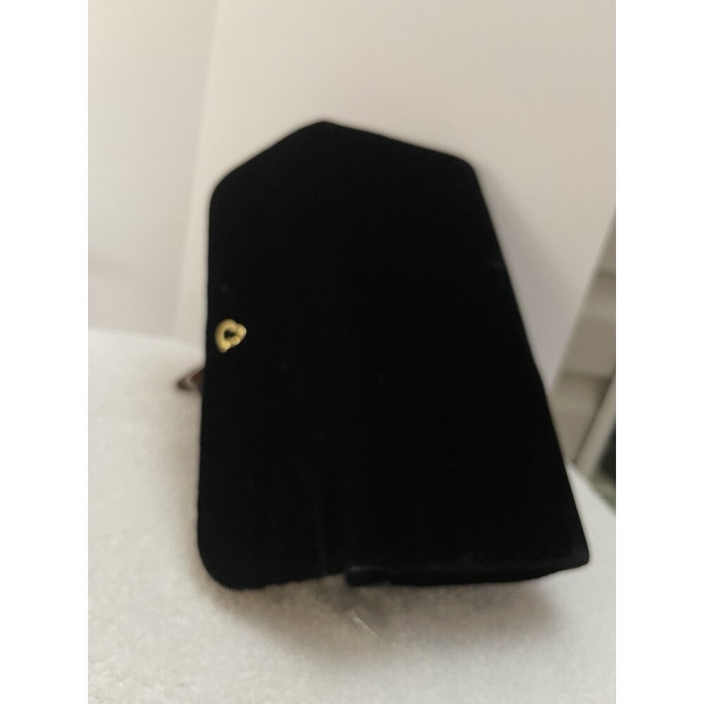 VICTORIA'S SECRET Velvet Black W/Gold Heart Women Clutch Purse Fancy Party Bag